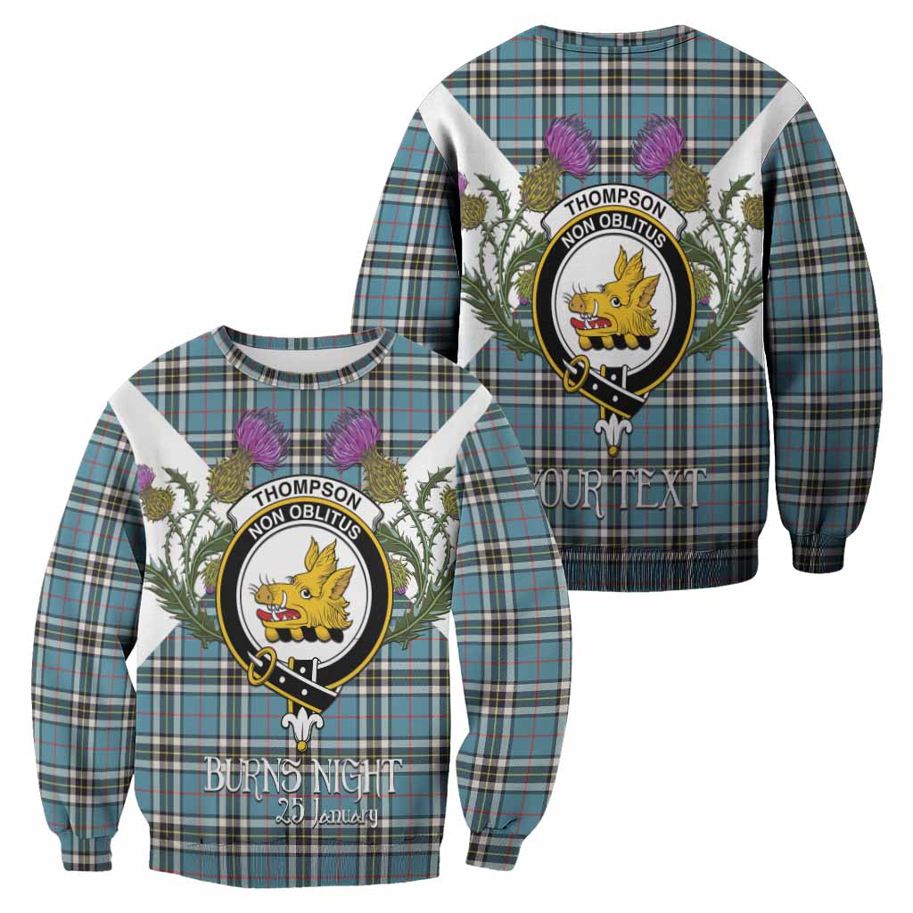 Thompson (Thomson) Tartan Family Crest Sweatshirt Scottish Burns Night Thistle Floral
