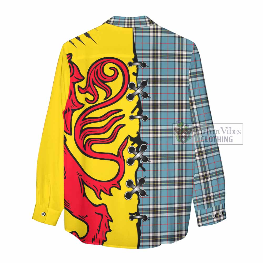 Thompson (Thomson) Tartan Family Crest Women Casual Shirt Lion Rampant Honor - Tartan Vibes Clothing