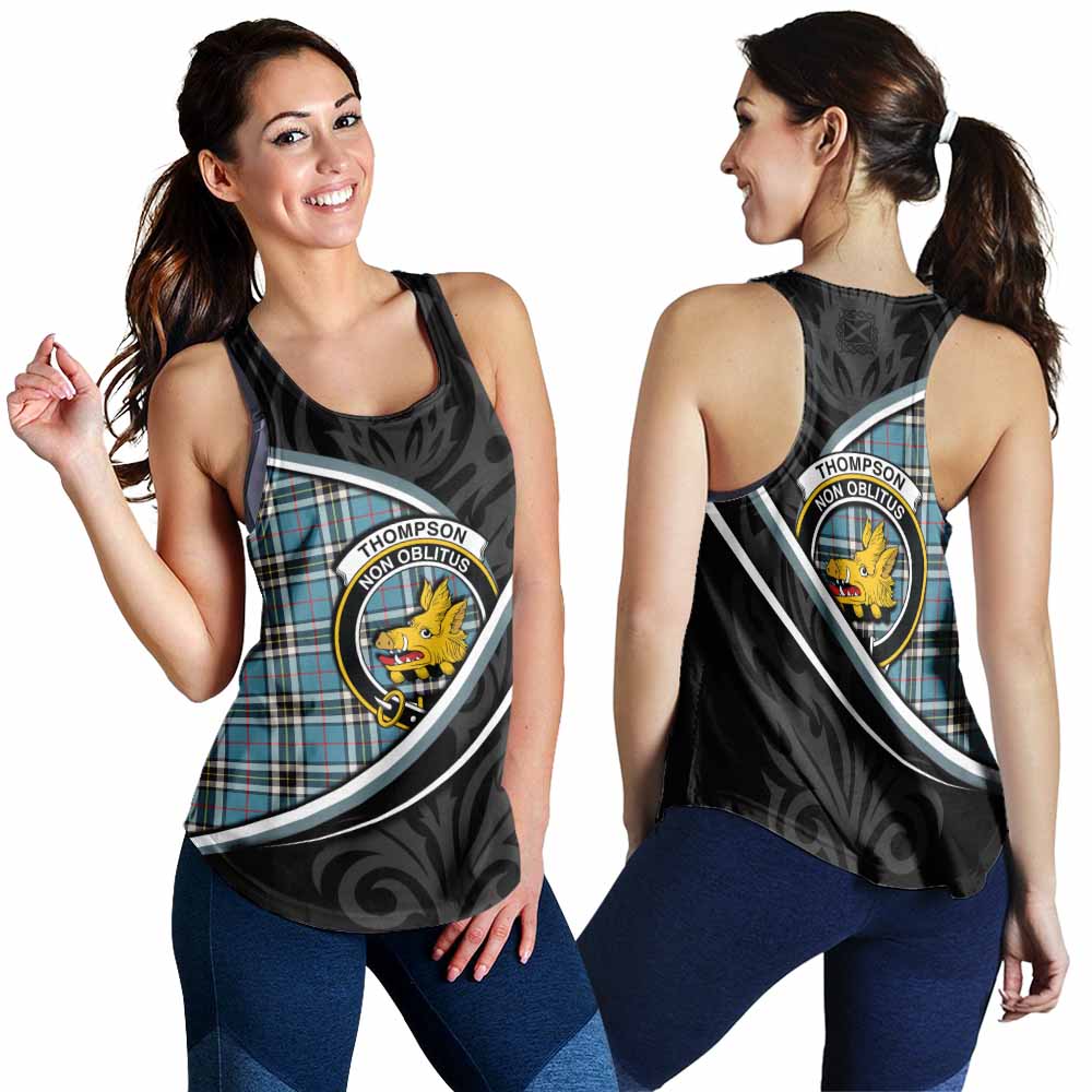 Thompson (Thomson) Tartan Family Crest Women Racerback Tanks Celtic Scottish Thistle Floral - Tartan Vibes Clothing