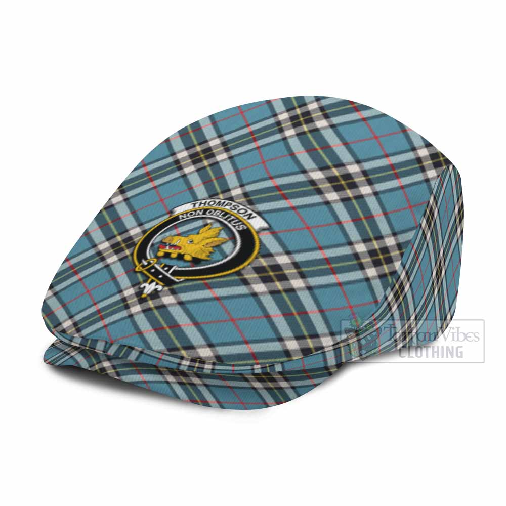Thompson (Thomson) Tartan Flat Cap, Jeff Cap Cross Style with Family Crest - Tartan Vibes Clothing