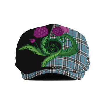 Thompson (Thomson) Tartan Flat Cap, Jeff Cap Traditional Scottish Thistle