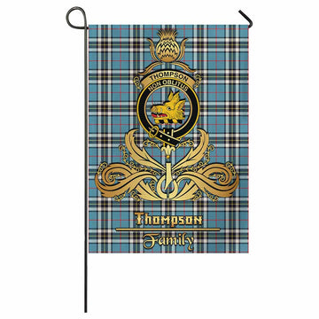 Thompson (Thomson) Tartan Garden Flag with Highland Thistle Cherish Family Crest Style