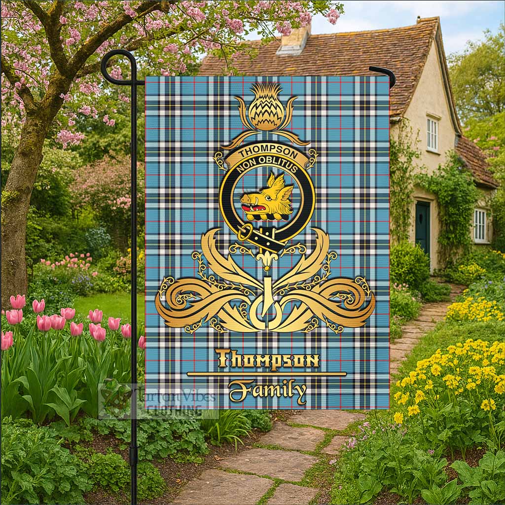 Thompson (Thomson) Tartan Garden Flag with Highland Thistle Cherish Family Crest Style - Tartan Vibes Clothing
