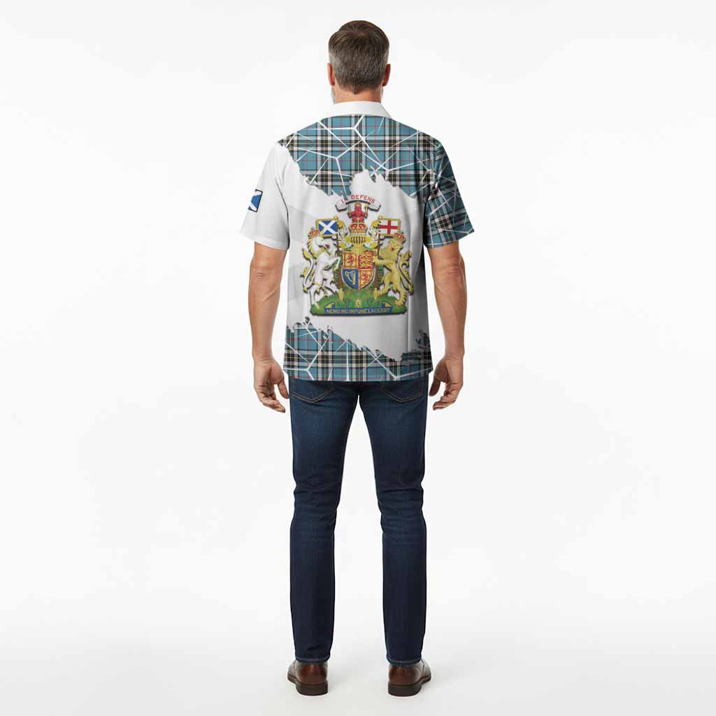 Thompson (Thomson) Tartan Hawaiian Shirt with Family Crest and Lion Rampant Grunge Style