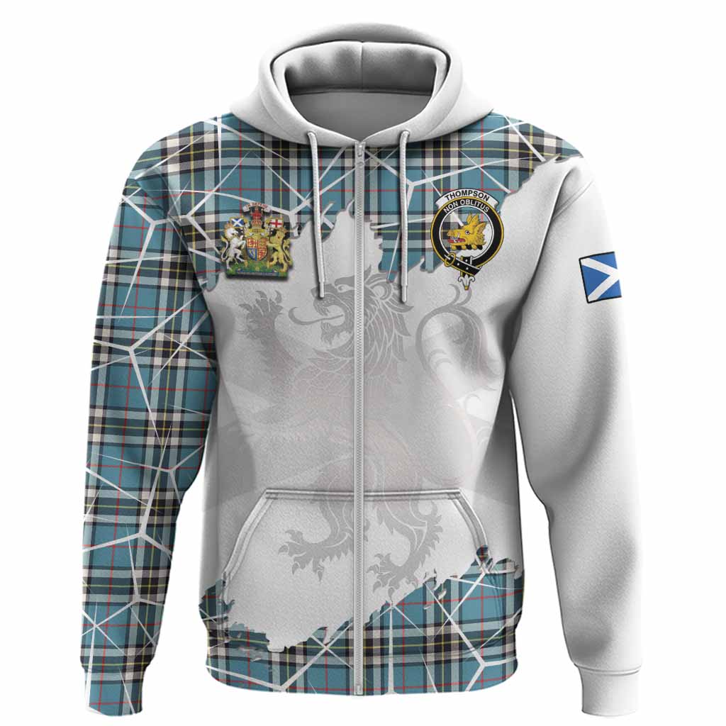 Thompson (Thomson) Tartan Hoodie with Family Crest and Lion Rampant Grunge Style