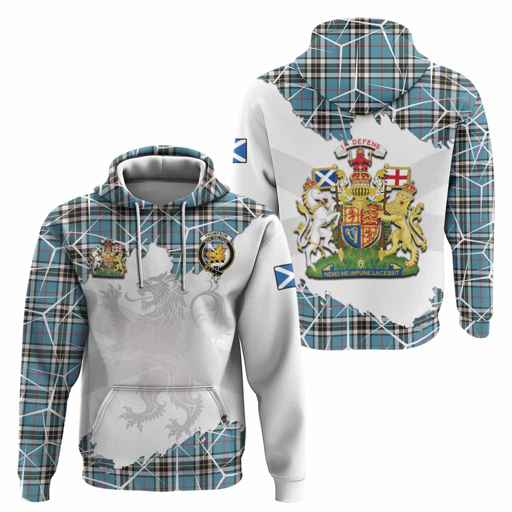 Thompson (Thomson) Tartan Hoodie with Family Crest and Lion Rampant Grunge Style