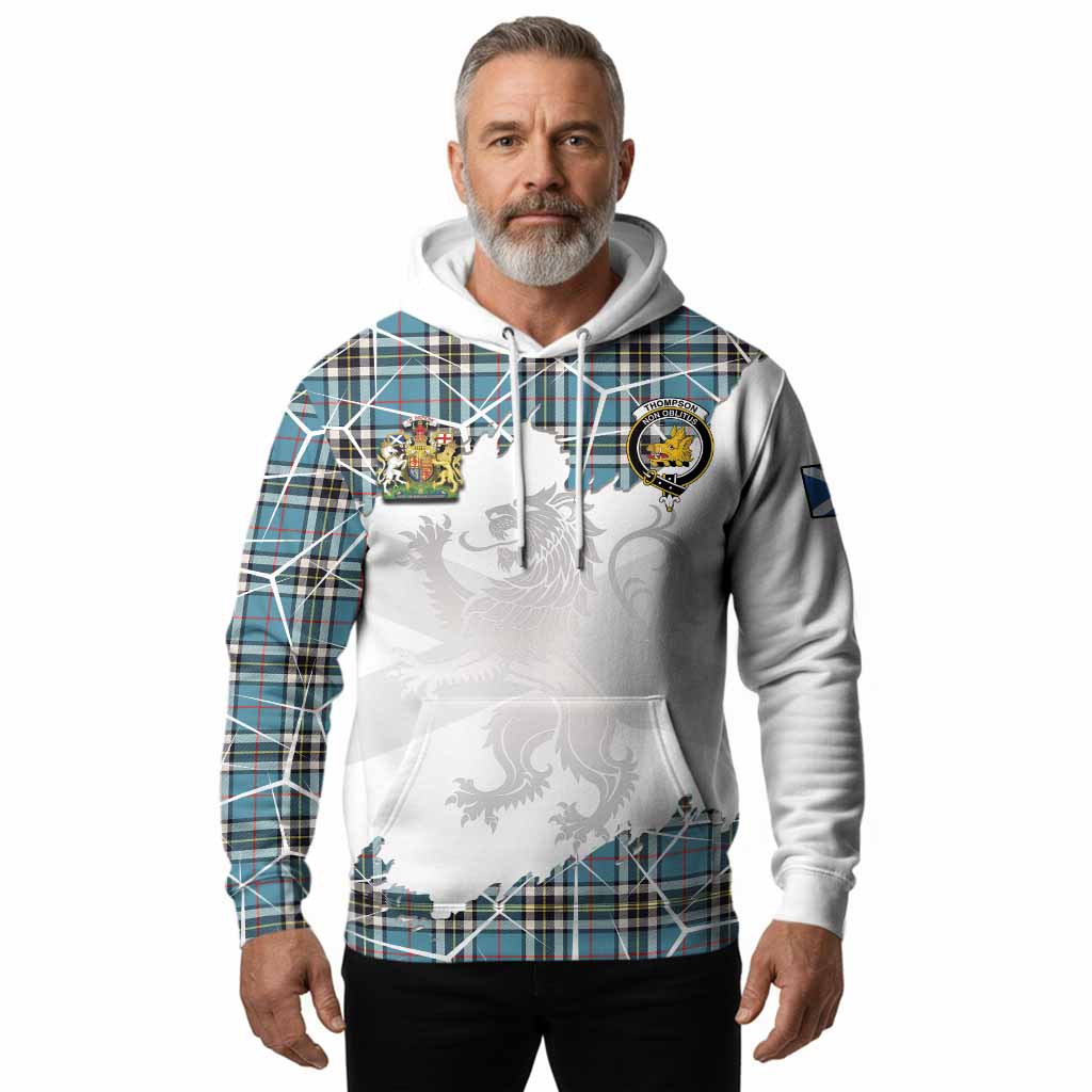 Thompson (Thomson) Tartan Hoodie with Family Crest and Lion Rampant Grunge Style