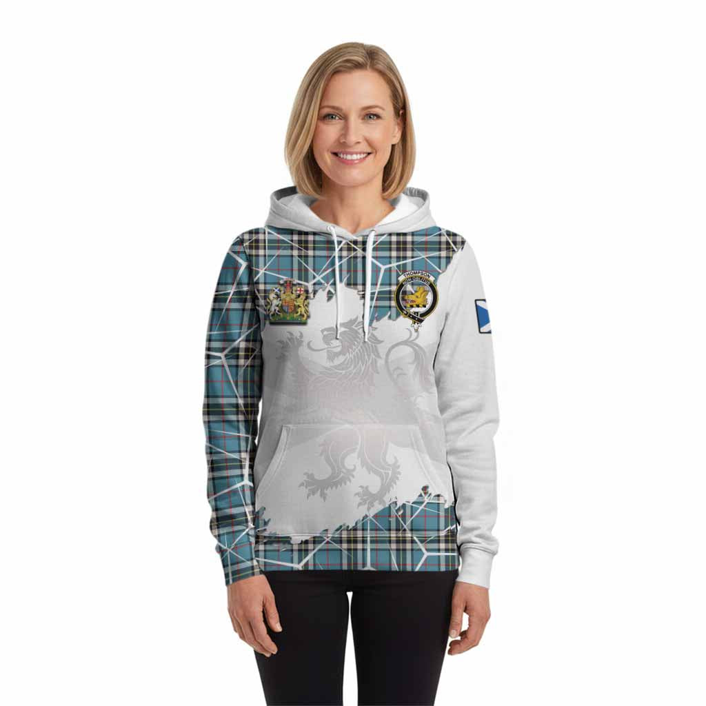 Thompson (Thomson) Tartan Hoodie with Family Crest and Lion Rampant Grunge Style