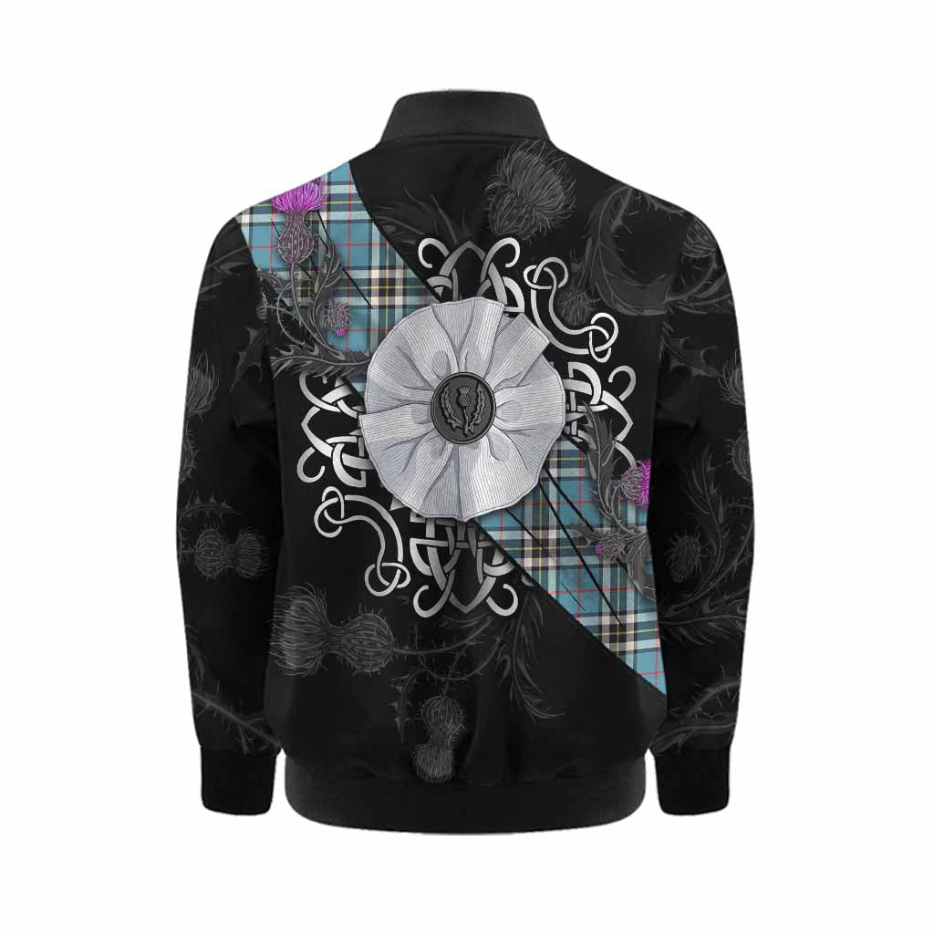Thompson (Thomson) Tartan Kid Bomber Jacket Jacobite White Rose Kid - Tartan Vibes Clothing