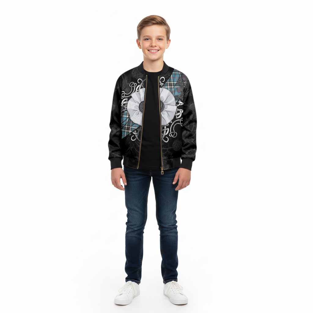 Thompson (Thomson) Tartan Kid Bomber Jacket Jacobite White Rose - Tartan Vibes Clothing