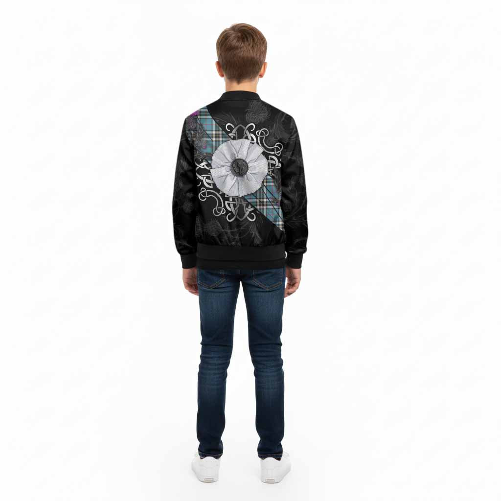 Thompson (Thomson) Tartan Kid Bomber Jacket Jacobite White Rose - Tartan Vibes Clothing