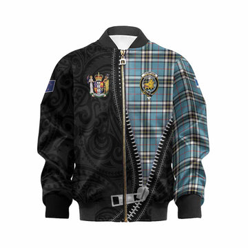 Thompson (Thomson) Tartan Kid Bomber Jacket New Zealand Pattern Unique Zipper Stylized