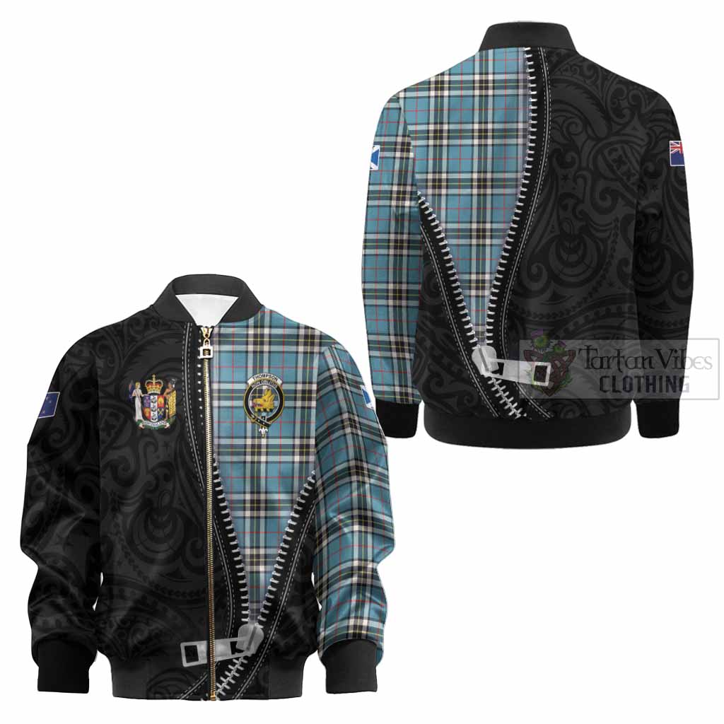 Thompson (Thomson) Tartan Kid Bomber Jacket New Zealand Pattern Unique Zipper Stylized