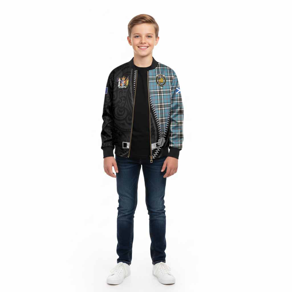 Thompson (Thomson) Tartan Kid Bomber Jacket New Zealand Pattern Unique Zipper Stylized