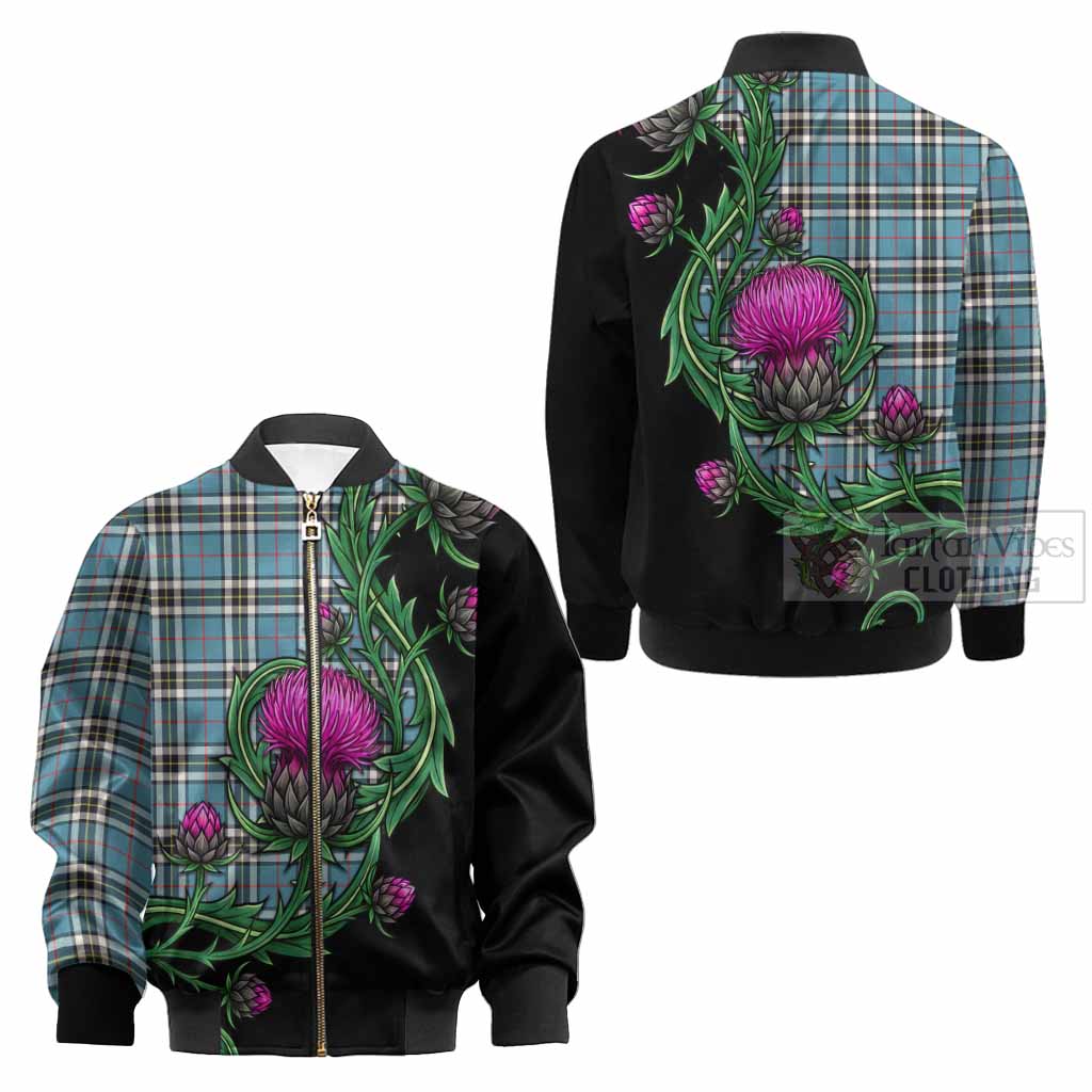 Thompson (Thomson) Tartan Kid Bomber Jacket Resilient Scottish Thistle - Tartan Vibes Clothing