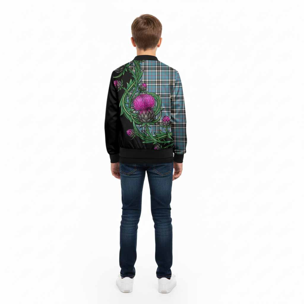 Thompson (Thomson) Tartan Kid Bomber Jacket Resilient Scottish Thistle - Tartan Vibes Clothing