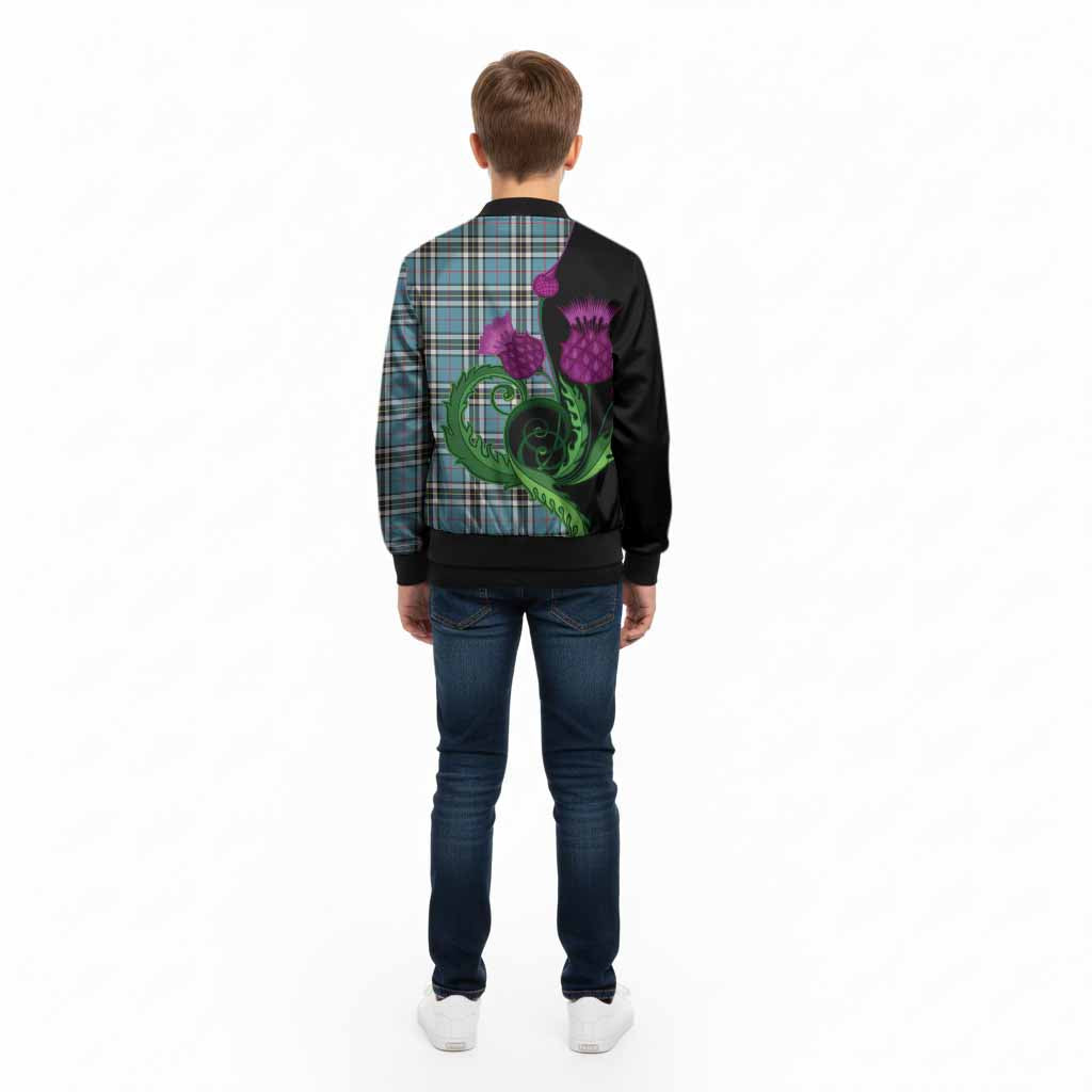 Thompson (Thomson) Tartan Kid Bomber Jacket Traditional Scottish Thistle