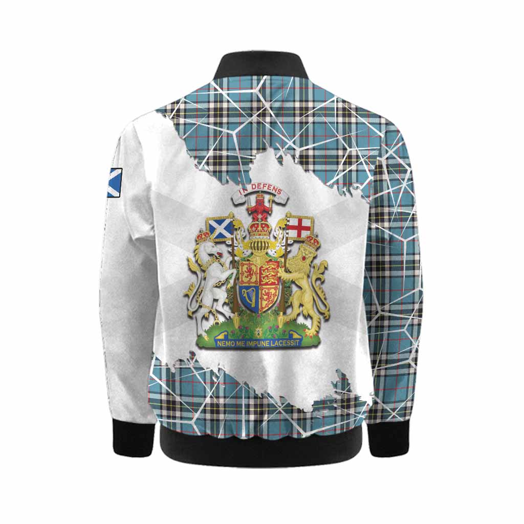 Thompson (Thomson) Tartan Kid Bomber Jacket with Family Crest and Lion Rampant Grunge Style