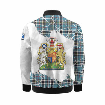 Thompson (Thomson) Tartan Kid Bomber Jacket with Family Crest and Lion Rampant Grunge Style