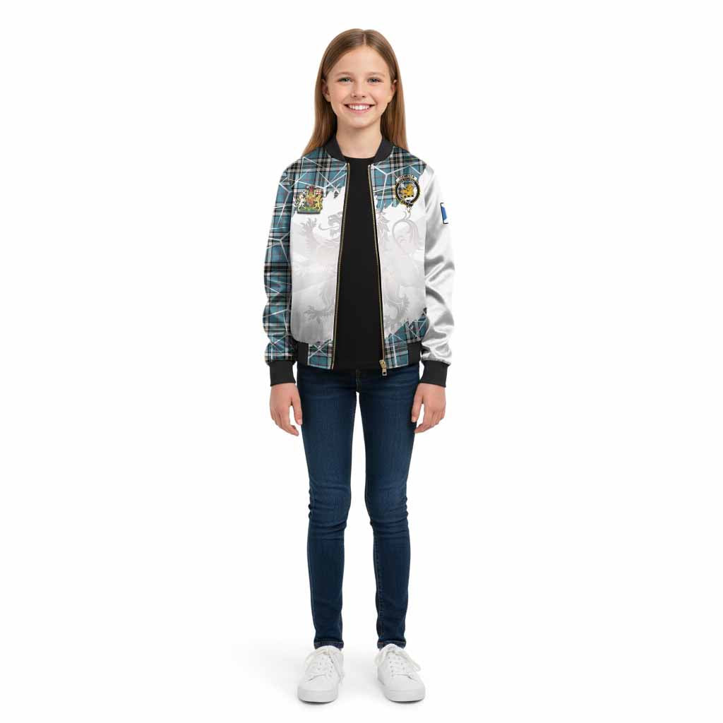 Thompson (Thomson) Tartan Kid Bomber Jacket with Family Crest and Lion Rampant Grunge Style