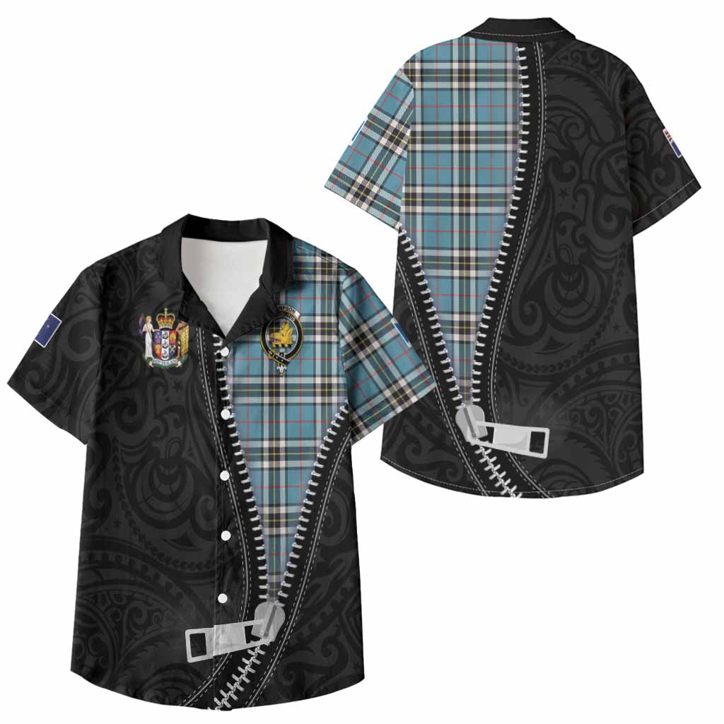 Thompson (Thomson) Tartan Kid Hawaiian Shirt New Zealand Pattern Unique Zipper Stylized