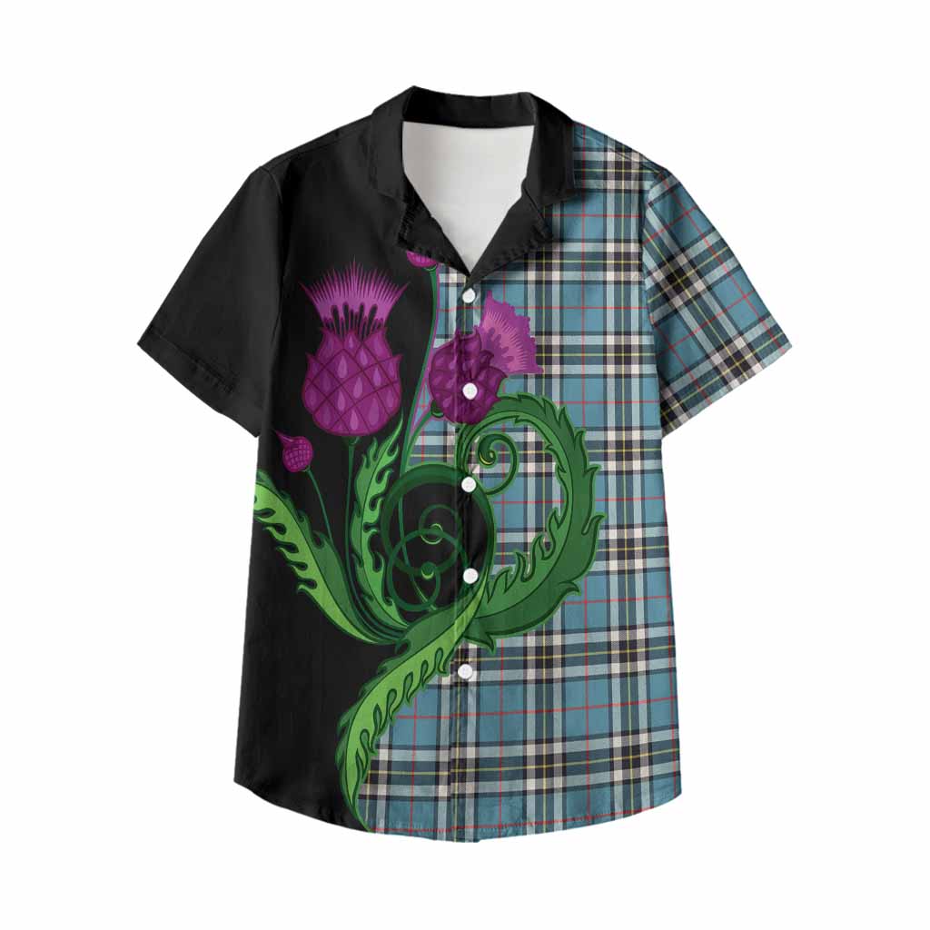 Thompson (Thomson) Tartan Kid Hawaiian Shirt Traditional Scottish Thistle