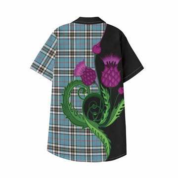 Thompson (Thomson) Tartan Kid Hawaiian Shirt Traditional Scottish Thistle