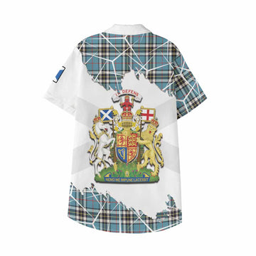 Thompson (Thomson) Tartan Kid Hawaiian Shirt with Family Crest and Lion Rampant Grunge Style