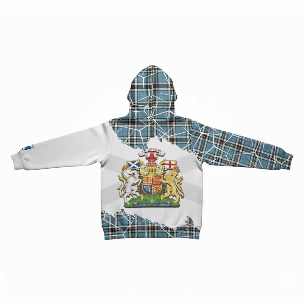 Thompson (Thomson) Tartan Kid Hoodie with Family Crest and Lion Rampant Grunge Style