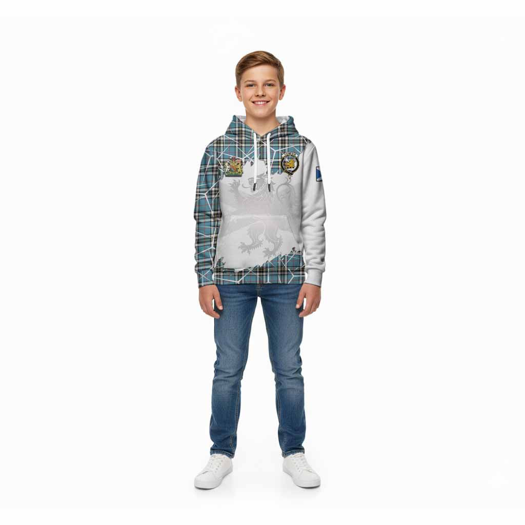 Thompson (Thomson) Tartan Kid Hoodie with Family Crest and Lion Rampant Grunge Style