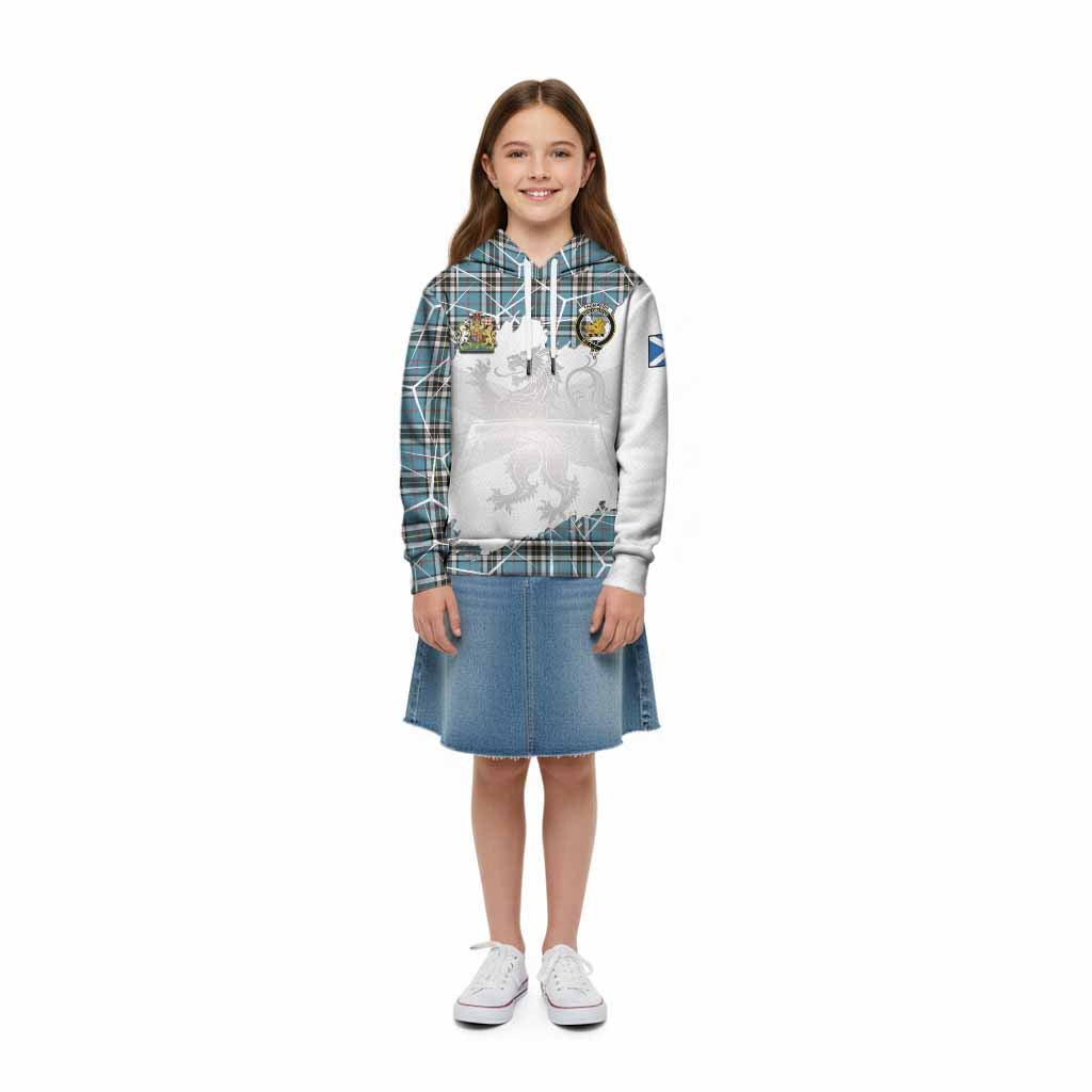 Thompson (Thomson) Tartan Kid Hoodie with Family Crest and Lion Rampant Grunge Style