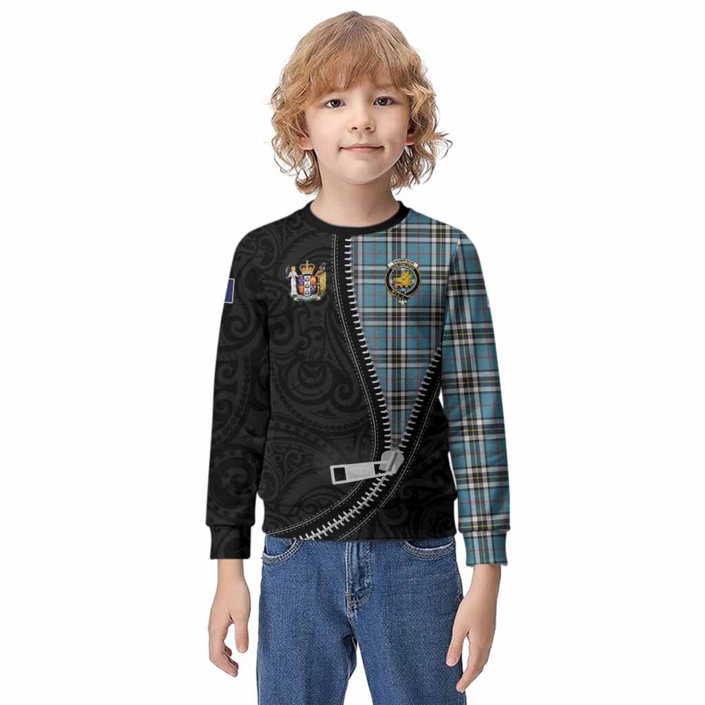 Thompson (Thomson) Tartan Kid Knitted Sweatshirt New Zealand Pattern Unique Zipper Stylized