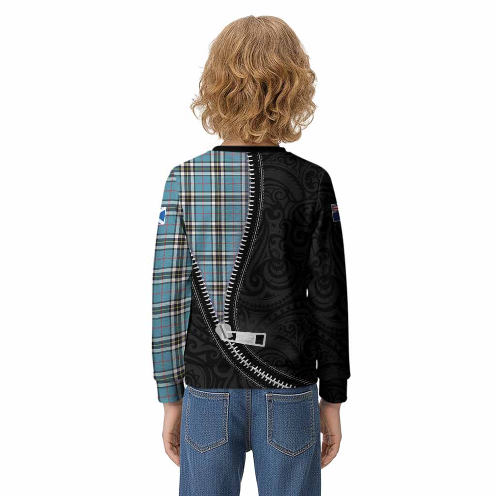Thompson (Thomson) Tartan Kid Knitted Sweatshirt New Zealand Pattern Unique Zipper Stylized