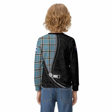 Thompson (Thomson) Tartan Kid Knitted Sweatshirt New Zealand Pattern Unique Zipper Stylized