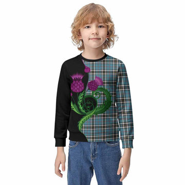 Thompson (Thomson) Tartan Kid Knitted Sweatshirt Traditional Scottish Thistle