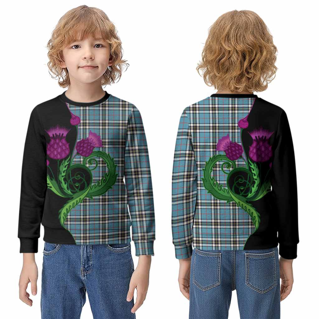 Thompson (Thomson) Tartan Kid Knitted Sweatshirt Traditional Scottish Thistle