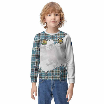 Thompson (Thomson) Tartan Kid Knitted Sweatshirt with Family Crest and Lion Rampant Grunge Style