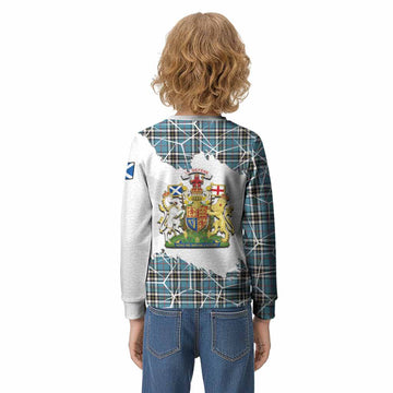 Thompson (Thomson) Tartan Kid Knitted Sweatshirt with Family Crest and Lion Rampant Grunge Style