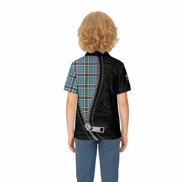 Thompson (Thomson) Tartan Kid Polo Shirt New Zealand Pattern Unique Zipper Stylized