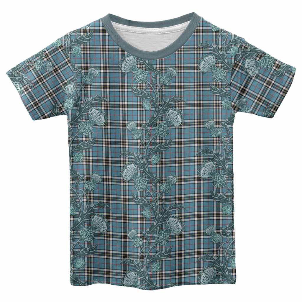 Thompson (Thomson) Tartan Kid T-shirt Seamless Scottish Thistle Flowers
