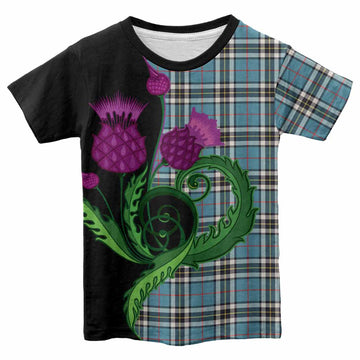 Thompson (Thomson) Tartan Kid T-shirt Traditional Scottish Thistle