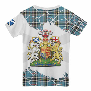 Thompson (Thomson) Tartan Kid T-shirt with Family Crest and Lion Rampant Grunge Style
