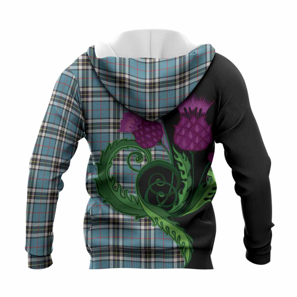 Thompson (Thomson) Tartan Knitted Hoodie Traditional Scottish Thistle