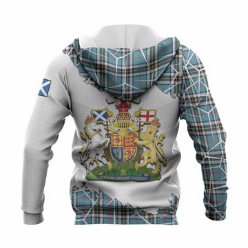 Thompson (Thomson) Tartan Knitted Hoodie with Family Crest and Lion Rampant Grunge Style