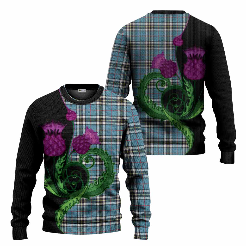 Thompson (Thomson) Tartan Knitted Sweater Traditional Scottish Thistle