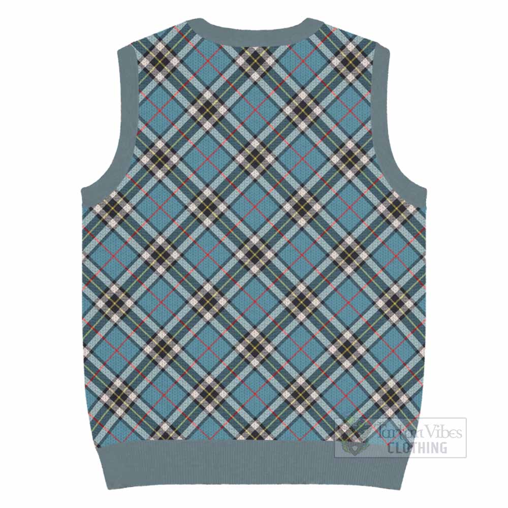 Thompson (Thomson) Tartan Knitted V-Neck Vest with Family Crest Cross Style