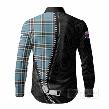 Thompson (Thomson) Tartan Long Sleeve Button Shirts New Zealand Pattern Unique Zipper Stylized