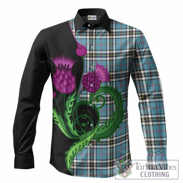 Thompson (Thomson) Tartan Long Sleeve Button Shirts Traditional Scottish Thistle