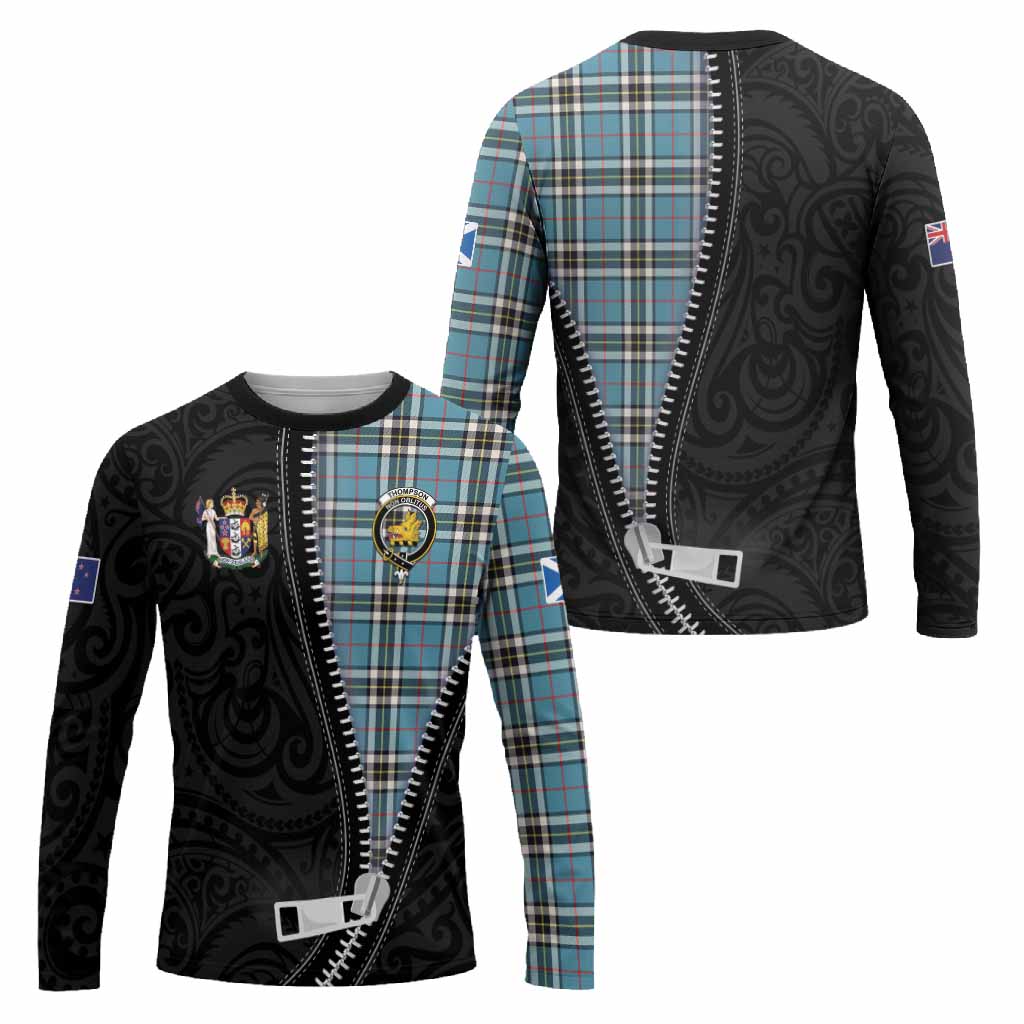 Thompson (Thomson) Tartan Long Sleeve T-Shirt New Zealand Pattern Unique Zipper Stylized