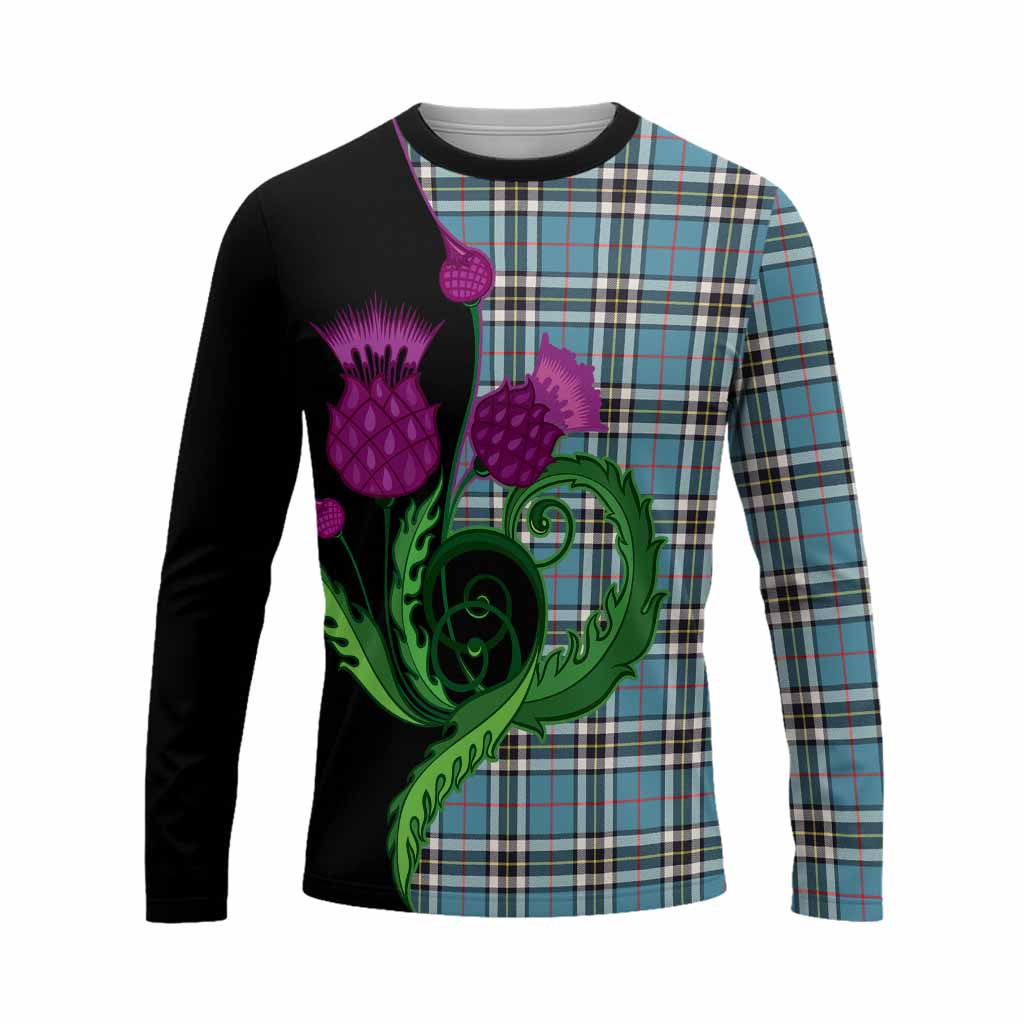 Thompson (Thomson) Tartan Long Sleeve T-Shirt Traditional Scottish Thistle